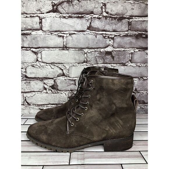 Blondo Brown Suede Leather Waterproof Ankle Lace Up Side Zip Boots Women Sz 10M - Picture 10 of 16